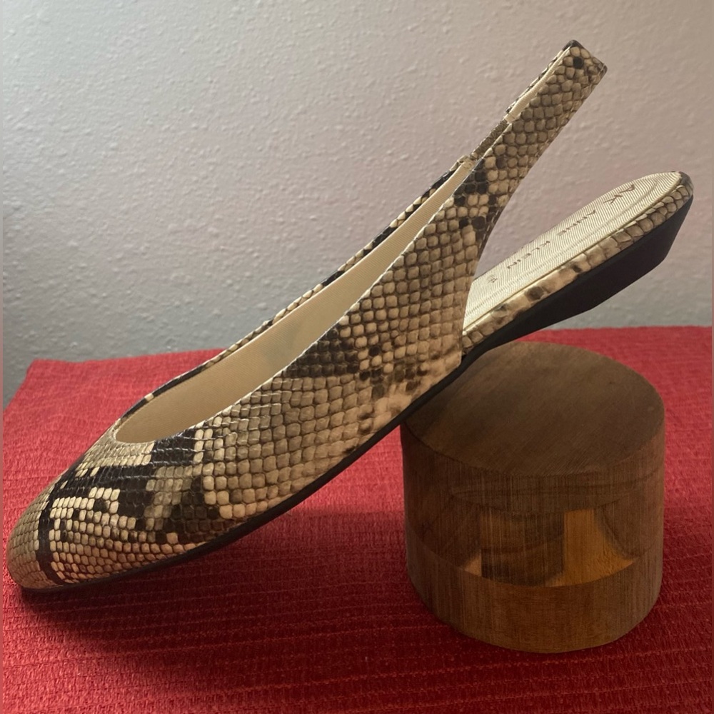NWT…ANN KLEIN WOMENS SNAKESKIN SLINGBACK FLATS - Picture 13 of 16